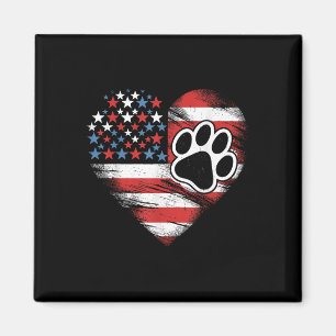 Imã Bandeira Americana Cão E Gata-Pata Patriótica 4º D