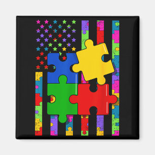 Imã Bandeira americana colorida puzzle conscientização