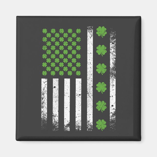 Imã Bandeira americana com shamrocks Square (Frente)
