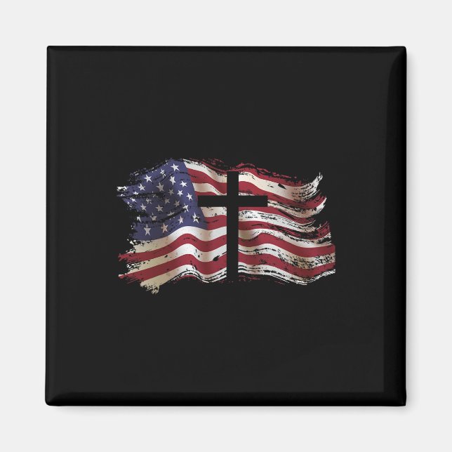Imã Bandeira Americana Distressada de Cabeça para Baix (Frente)