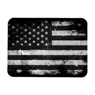 Ímã Bandeira americana do Grunge preto e branco