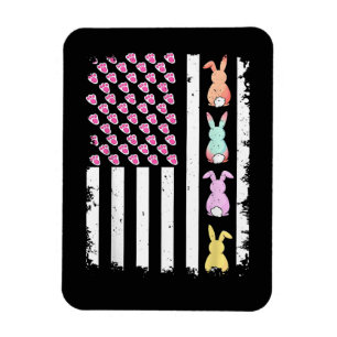 Ímã Bandeira Americana dos EUA com Coelho para o Dia d