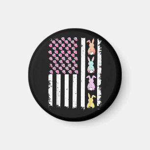 Imã Bandeira americana dos EUA com coelho para o dia d