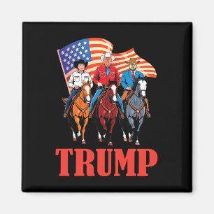 Imã Bandeira Americana Equipe Trump Cowboy Montando Ca