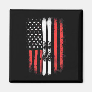 Imã Bandeira Americana Esqui Alpino Esquiador _1
