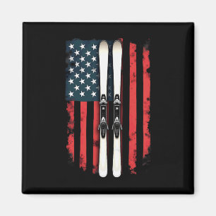 Imã Bandeira Americana Esqui Alpino Esquiador _2