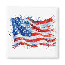 Bandeira Americana EUA Aquarela 4 de Julho