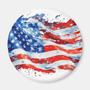 Imã Bandeira Americana EUA Aquarela 4 de Julho