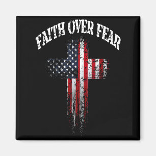 Imã Bandeira Americana EUA Cruz Cristã Fé Sobre o Medo