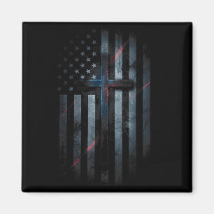Imã Bandeira Americana Grunge E Cruz Fé Família Liberd