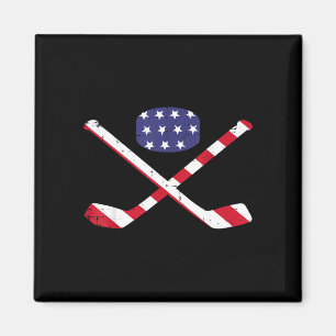 Imã bandeira americana hóquei no gelo stick puck vinta