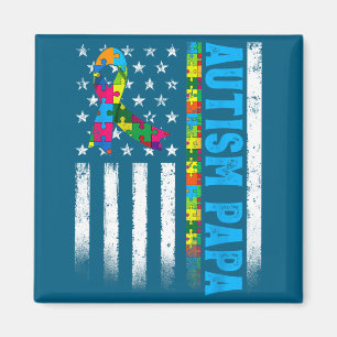 Imã Bandeira Americana Minimalista Retro Autismo Papai