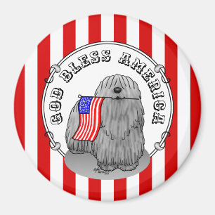 Imã Bandeira Americana Patriótica USA Puli Dog (cinza)