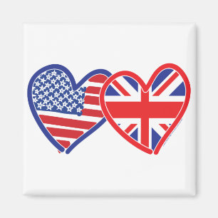 Imã Bandeira Americana/Union Jack Flag Hearts