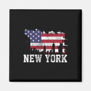 Imã Bandeira Americana Vintage Nova York Nyc Silhueta