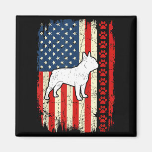 Imã Bandeira americana vintage patriota bulldog francê