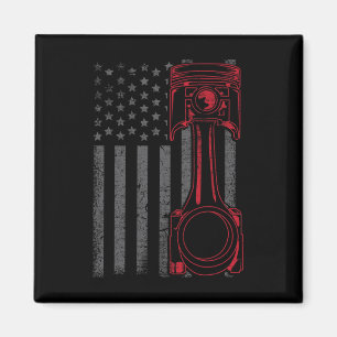 Imã Bandeira Americana Vintage Pistão Carro Muscle Eng