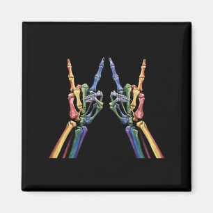 Imã Bandeira Arco-íris LGBTQ Mão de Rocha Esqueleto Ga