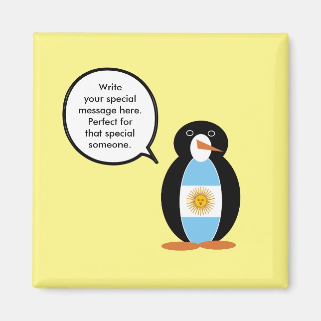 Imã Bandeira argentina falando Srta. Penguin Magnet (Frente)
