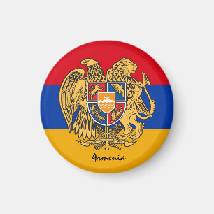 Imã Bandeira armênia, emblem e fã de férias/esporte