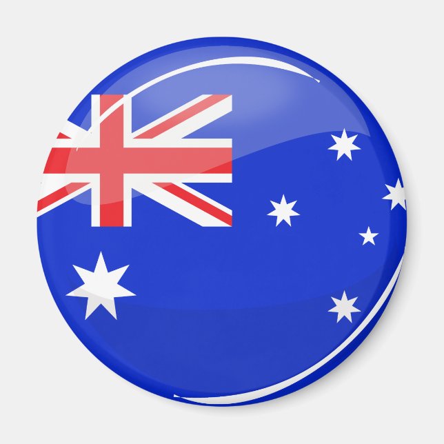 Imã Bandeira Australiana redonda brilhante (Frente)