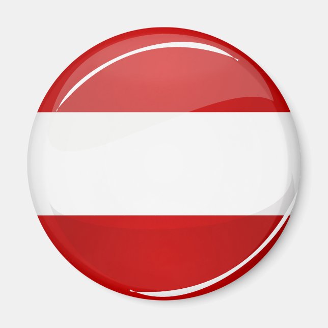 Imã Bandeira austríaca redonda brilhante (Frente)