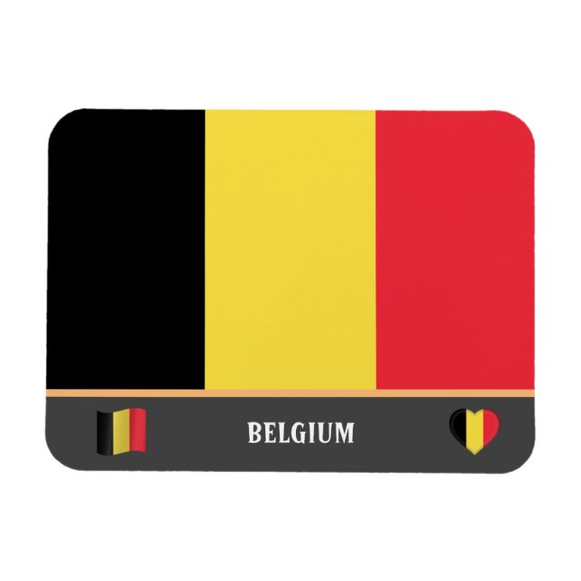 Ímã Bandeira belga e viagem belga/Bélgica (Horizontal)