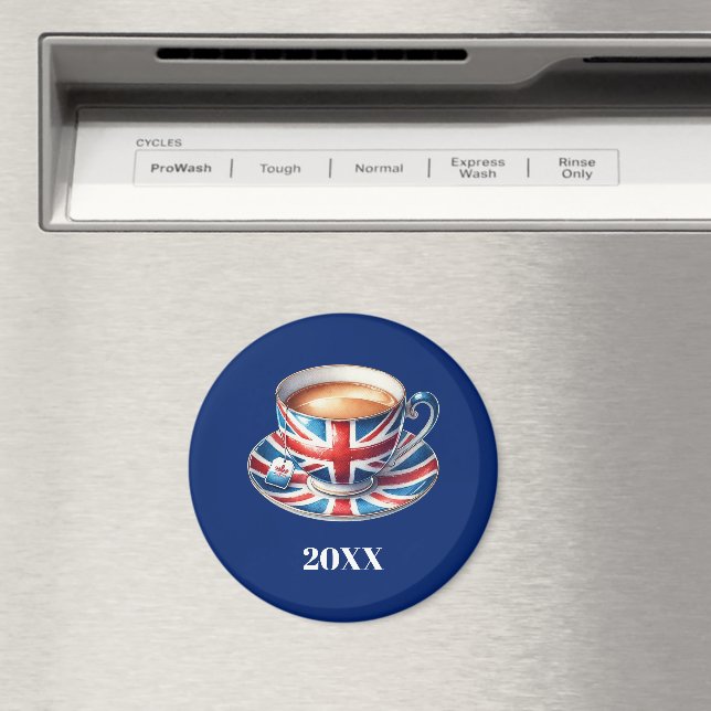 Imã Bandeira Britânica Xícara de Chá Geladeira (In Situ (Dishwasher))