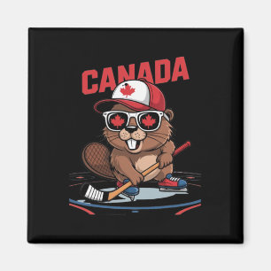 Imã Bandeira Canadense Folha de Bordo Castor Óculos de