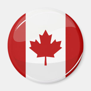 Imã Bandeira canadense redonda lustrosa