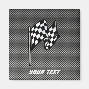 Imã Bandeira Checkered do olhar da fibra do carbono