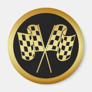 IMÃ BANDEIRA CHECKERED DOURADO E PRETA