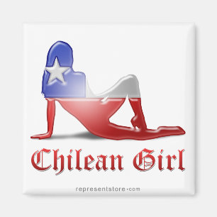 Imã Bandeira chilena da silhueta da menina