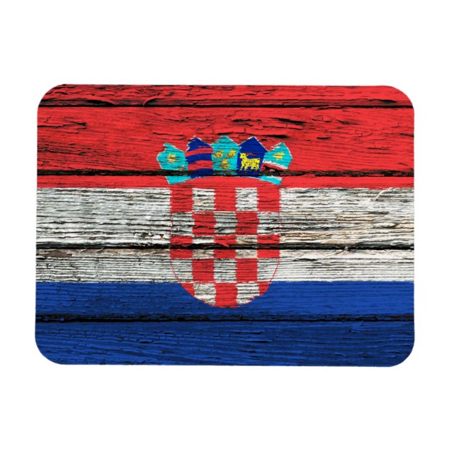Ímã Bandeira croata com efeito de grão de madeira gros (Horizontal)
