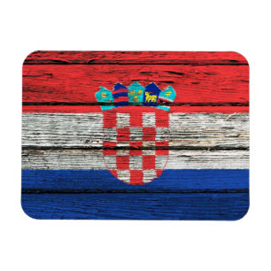 Ímã Bandeira croata com efeito de madeira áspero da