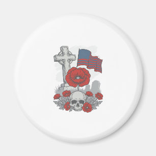 Imã Bandeira Cruz da Papoula Memorial Vetor de Gravura