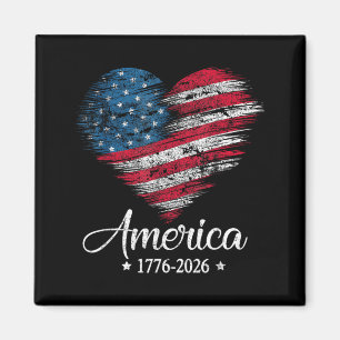 Imã Bandeira da América EUA Coração 1776 2026 4 de Jul