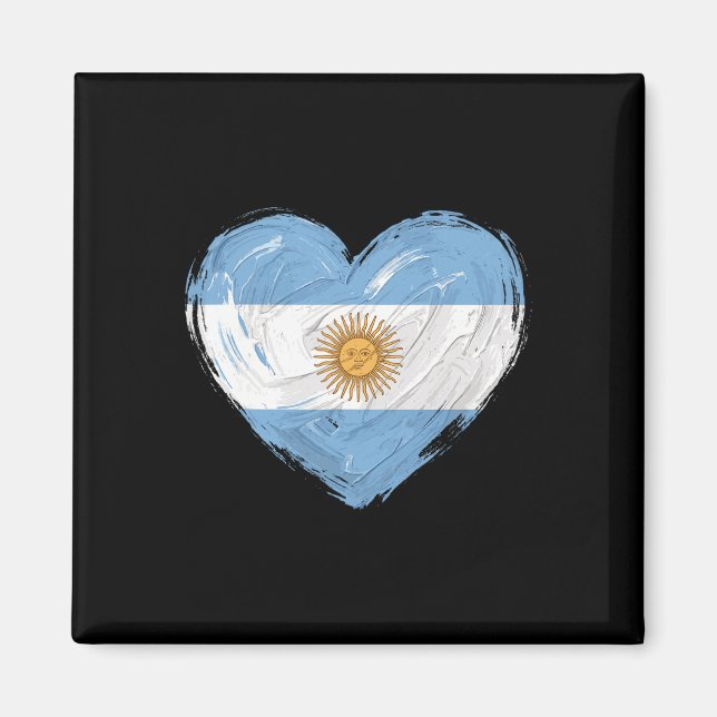 Imã Bandeira da Argentina Coração Futebol Torcedor  (Frente)