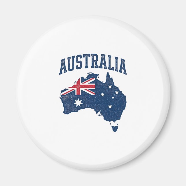 Imã Bandeira da Austrália Mapa Gráfico Antigo Maltrata (Frente)