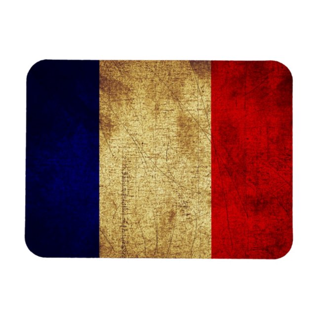 Ímã Bandeira da França em Grunge (Horizontal)