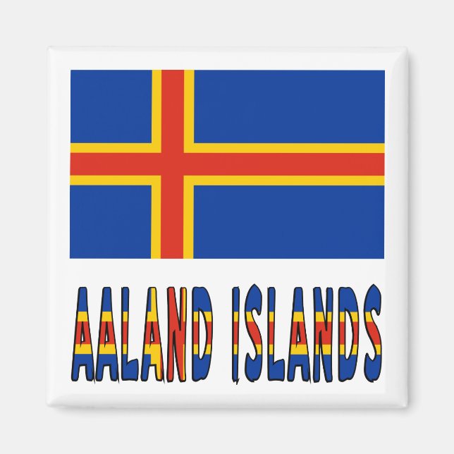 Imã Bandeira da Ilha de Aaland Cores da Bandeira das I (Frente)