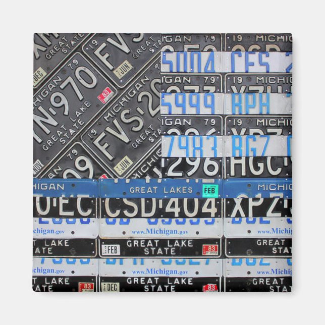 Imã Bandeira da Linha Azul fina do Michigan por Design (Frente)