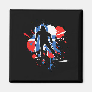 Imã Bandeira da Noruega Biathlonista - Norueguês Biath