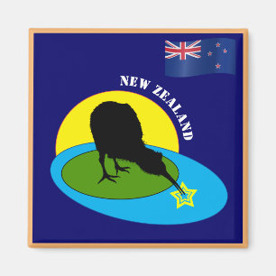 Imã Bandeira da Nova Zelândia & Kiwi Bird viagem, fer