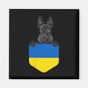 Imã Bandeira da Ucrânia Terrier Escocês Cachorro no Bo