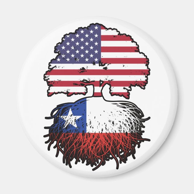 Imã Bandeira das Raízes da Árvore Chilena Americana (Frente)