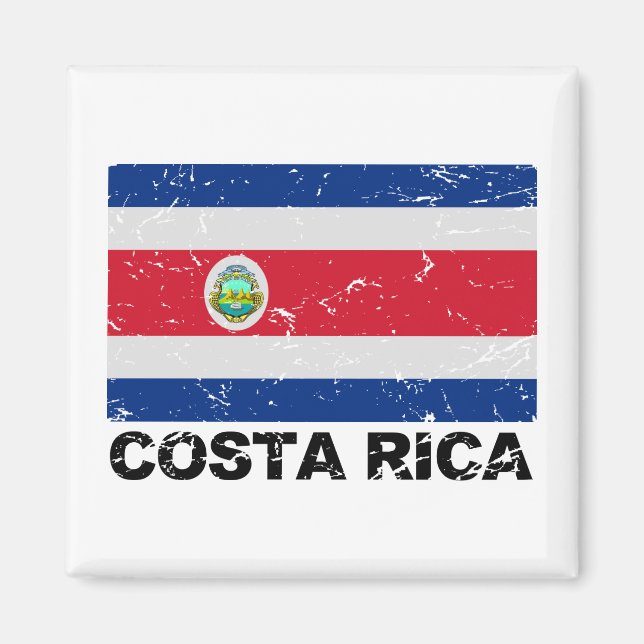 Imã Bandeira de Costa Rica Vintage (Frente)