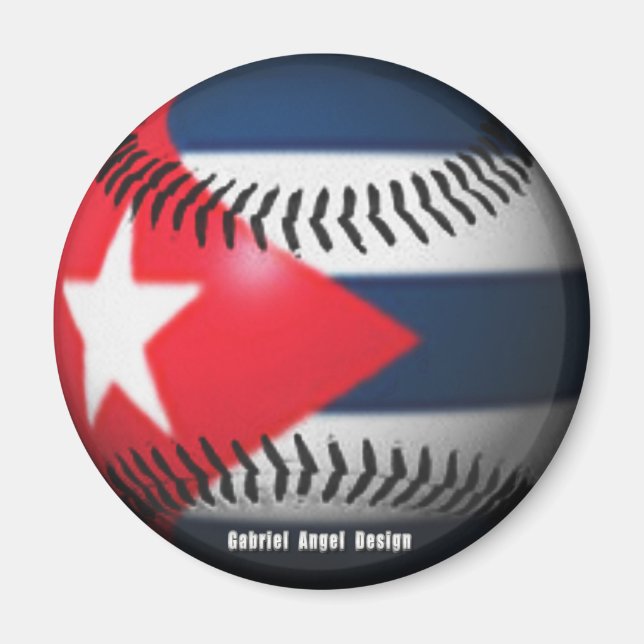 Imã Bandeira de Cuba num Baseball (Frente)