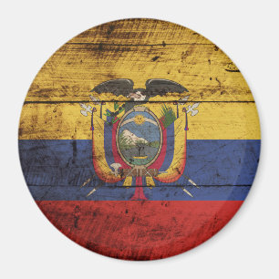Imã Bandeira de Equador na grão de madeira velha