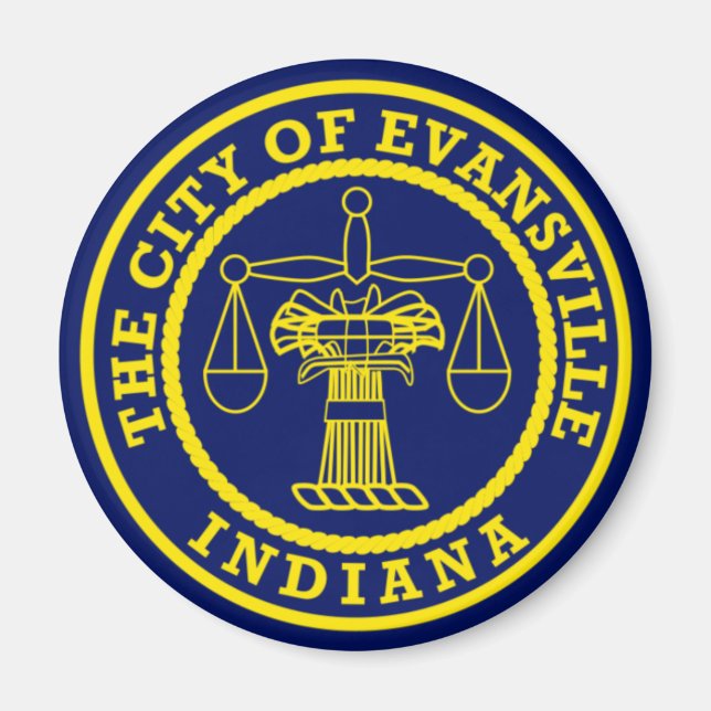 Imã Bandeira de Evansville, Indiana Magnet (Frente)